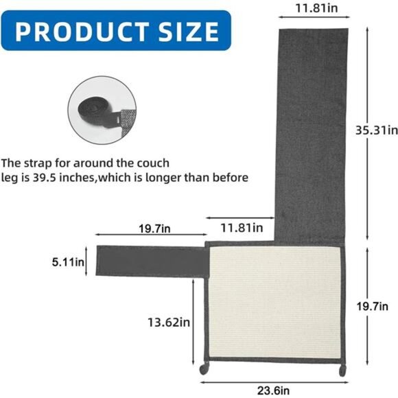 Cat Scratch Furniture Couch Protector with Natural Sisal for Protecting Couch - Picture 2 of 7